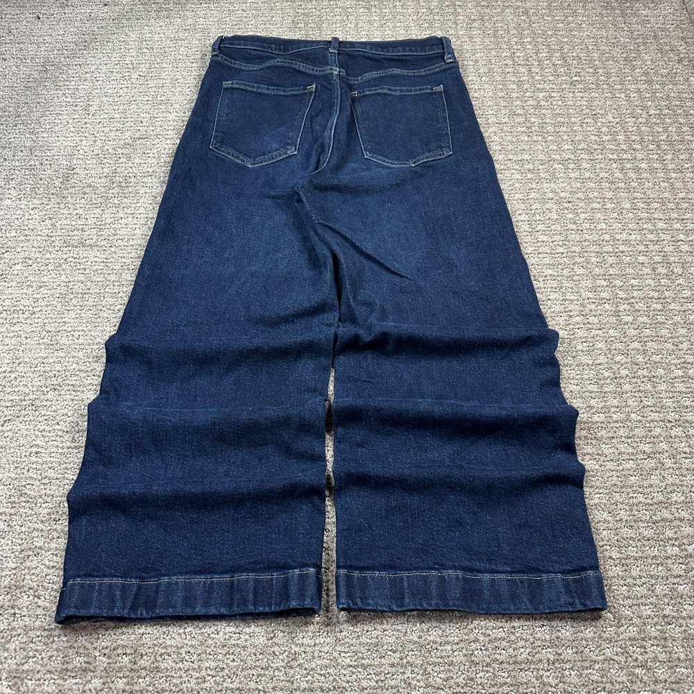Banana Republic Premium Denim High Rise Wide Leg Crop Jeans Dark Wash 28